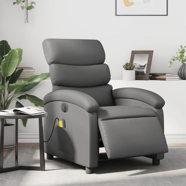 vidaXL Massagesessel Elektrisch Grau Kunstleder 3204036