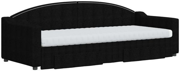 vidaXL Tagesbett Ausziehbar mit Schubladen Schwarz 80x200 cm Stoff 3197581 Bild 3