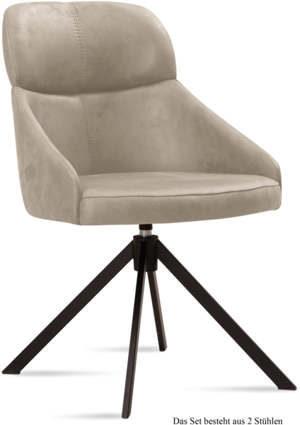 Esszimmerstuhl drehbar (2er-Set) Derska 52x82x63 Schwarz/Natur