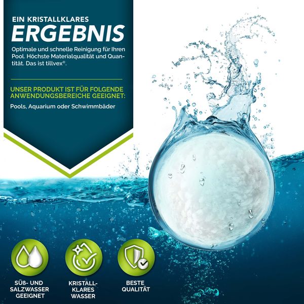 tillvex® Pool Filterbälle 1400g | Filter für Sandfilteranlage | Ersetzen 25kg Filtersand | Extra langlebige Filter Balls für glasklares Wasser | Umweltfreundlicher Ersatz