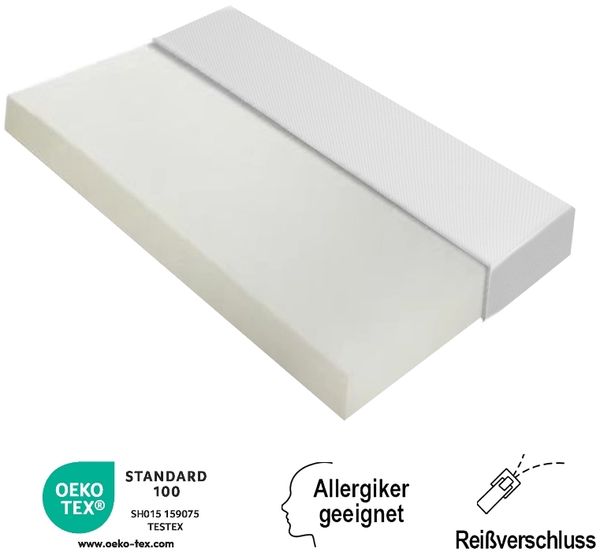 Novelux Matratze 90x200 cm H3, ergonomische Schaummatratze mit Antirutschpartikeln und Griffen – Polyesterbezug in Weiß, atmungsaktiv, 16 cm hoch langlebig