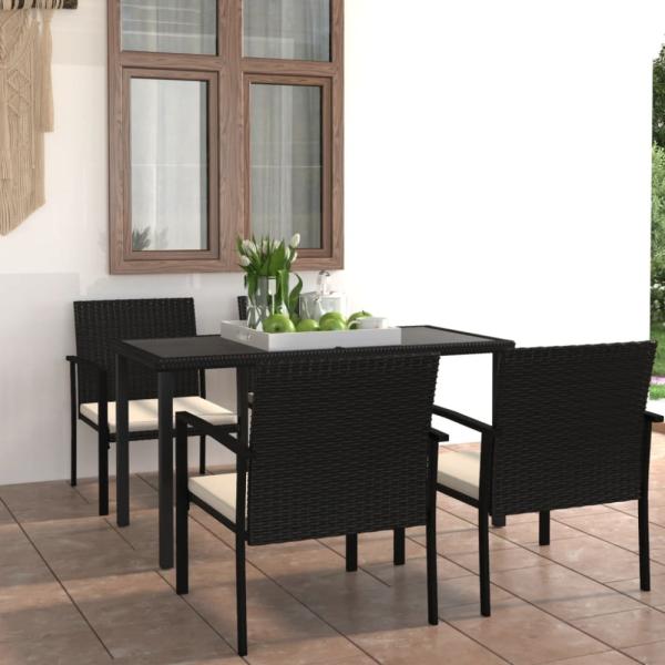 vidaXL 5-tlg. Garten-Essgruppe Poly Rattan Schwarz 3065707