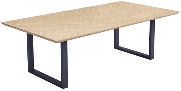 HOME DELUXE Esstisch Eckig AVENCIA inkl. U-Fuß - 240 x 120 cm Fishbone Oak