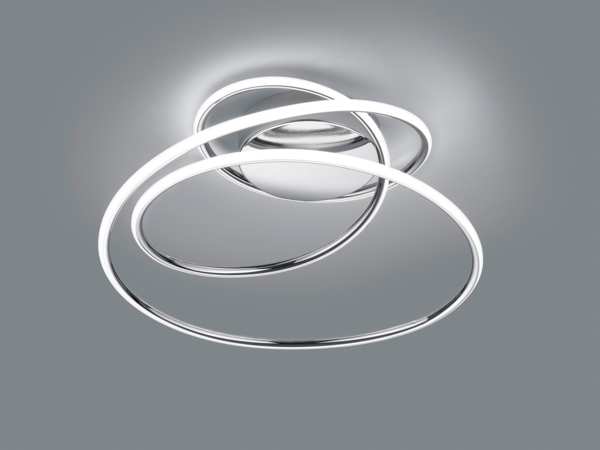 LED Deckenleuchte BOLOGNA Ringe Metall Chrom mit 3 Stufen Dimmer, Ø 50cm