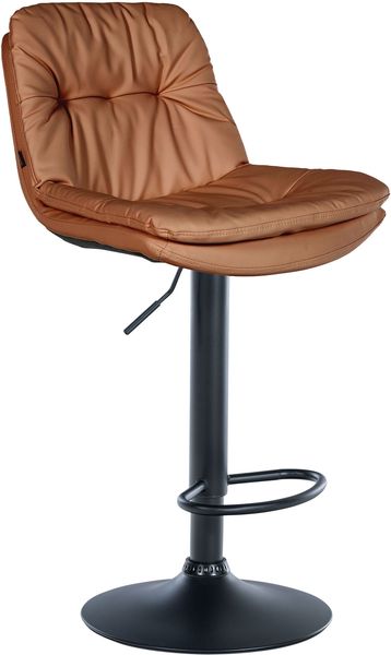 Barhocker MITUN - Kunstleder Hellbraun 46x54x92 cm Schwarz | Barstuhl Höhenverstellbar Mit Lehne Drehbar Tresenhocker Tresenstuhl Kneipenhocker