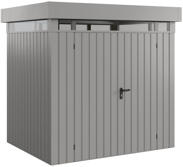 Hörmann EcoStar Euroline Gerätehaus Flachdach mit Lichtband 214 x 166 Graualuminium 2-flg