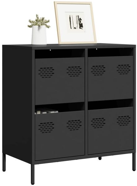 Sideboard, Kommode Schwarz 68x39x73,5 cm Kaltgewalzter Stahl j2610p Bild 2