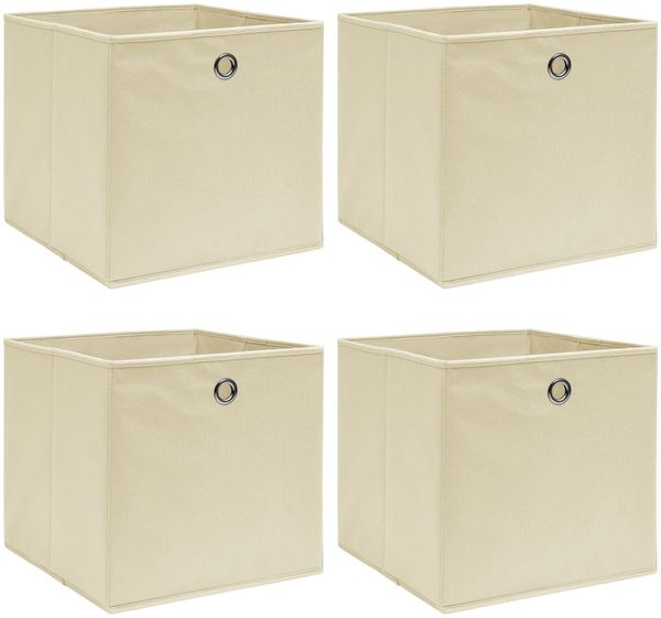 vidaXL Aufbewahrungsboxen 4 Stk. Creme 32x32x32 cm Stoff 288357