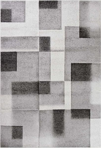 TaCa Home Teppich Designer Kurzflor Teppich Moderne Kunst, rechteckig, Höhe: 12 mm, Wohnzimmer Schlafzimmer Esszimmer, Karos Grau - 120 x 160 cm