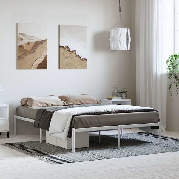 vidaXL Bettgestell Metall Weiß 135x190 cm 350912