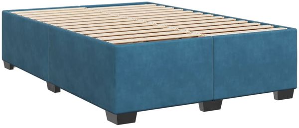 vidaXL Boxspringbett mit Matratze Blau 160x200 cm Samt 3286364 Bild 4