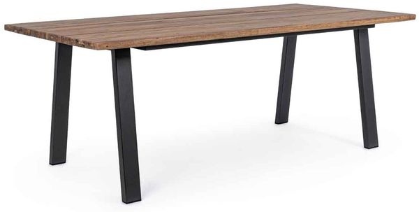 Gartentisch Loso Akazienholz, modern mit Metallgestell, anthrazit natur, 200x100 cm