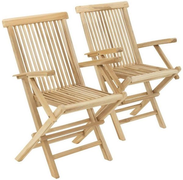 VCM Gartenstuhl 2er Gartenstuhl Hochlehner Klappstuhl Holz Teak