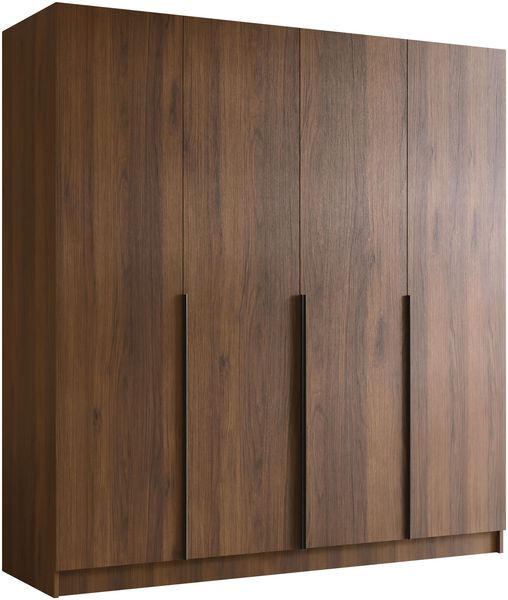 Drehtürenschrank Salkor I, Kleiderschrank mit 4 Türen (Farbe: Nuss Warmia / Nuss Warmia + Schwarz)
