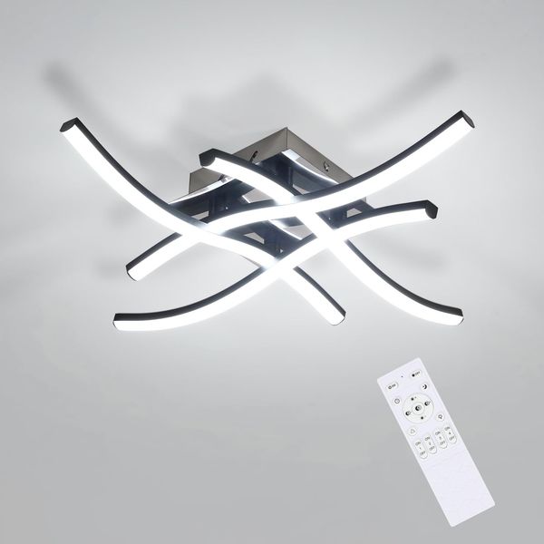 Comely LED Deckenleuchte, Schwarz 28W 3200LM Deckenlampe Flach Dimmbar mit Fernbedienung 3000K-6500K, Deckenbeleuchtung Modern für Wohnzimmer Kinderzimmer Cafeteria