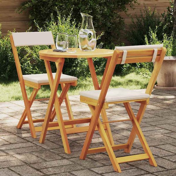 vidaXL Garten Essgruppe mit Kissen 3 pcs Öl-Natur Massivholz Akazie 4105501