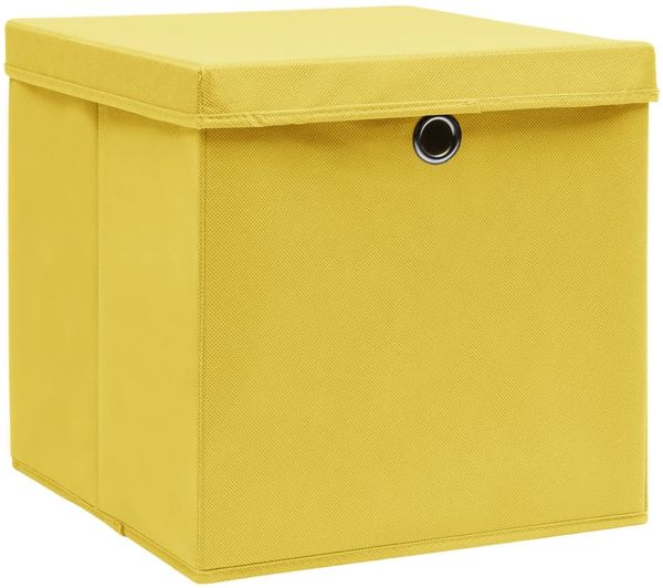 Aufbewahrungsboxen, faltbarer Korb mit Deckeln 10 Stk. 28x28x28 cm Gelb