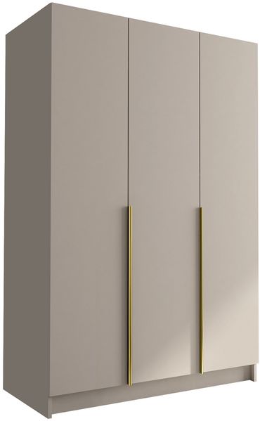 Mirjan24 'Cikzori' Kleiderschrank mit Einlegeböden und Kleiderstange, 3-türig, Laminatplatte, 215 x 58 x 150 cm, Cashmere / Gold, ohne Spiegel Bild 3