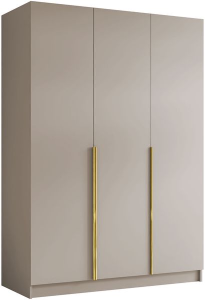 Mirjan24 'Cikzori' Kleiderschrank mit Einlegeböden und Kleiderstange, 3-türig, Laminatplatte, 215 x 58 x 150 cm, Cashmere / Gold, ohne Spiegel