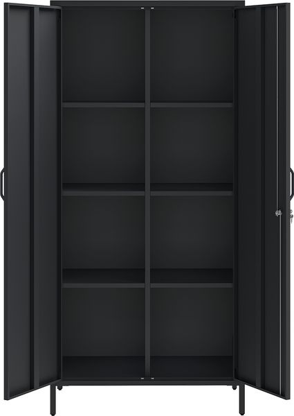 STEELSØN 'Menkent' Outdoor Metallschrank, Doppeltür mit Schloss, schwarz, 170x80x45 cm, mit 6 Einlegeböden, 8 höhenverstellbare Fächer Bild 10