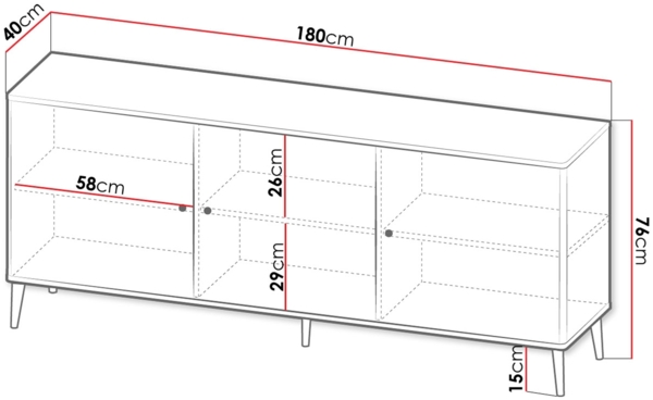 Kommode Ukanzo (Farbe: Schwarz + Gold) Bild 6