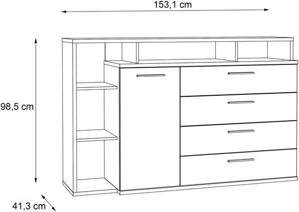 Kommode >Jacky < in braun,schwarz - 153,1x98,5x41,3cm (BxHxT) Bild 8