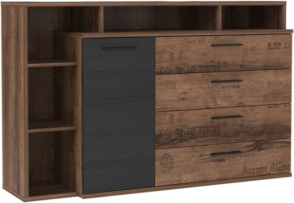Kommode >Jacky < in braun,schwarz - 153,1x98,5x41,3cm (BxHxT) Bild 3