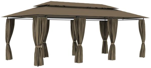 vidaXL Pavillon mit Vorhängen 600x298x270 cm Taupe 180 g/m² 312247