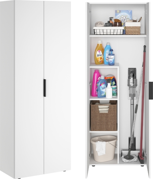 Bellamio 'Lurio' Mehrzweckschrank, weiß, 176x33x60 cm, Besenschrank mit Staubsaugerfach