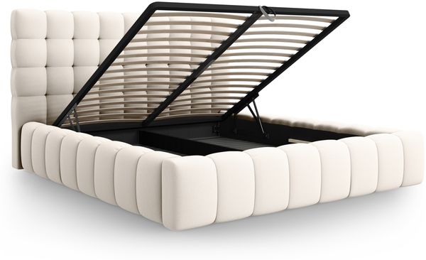 Micadoni Stauraumbett mit Kopfteil Mamaia Strukturierter Stoff Helles Beige 160x200 Bild 4