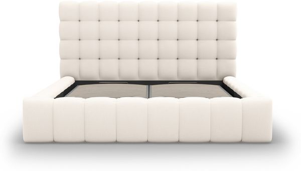 Micadoni Stauraumbett mit Kopfteil Mamaia Strukturierter Stoff Helles Beige 160x200 Bild 3