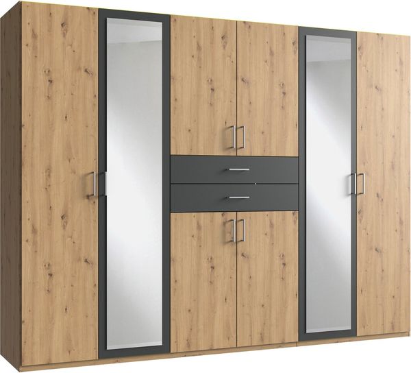 Wimex Kleiderschrank Diver Drehtürenschrank mit Spiegel, Schubladen, 225 oder 270cm breit Bestseller Schlafzimmerschrank wahlweise 3 Innenausstattungen
