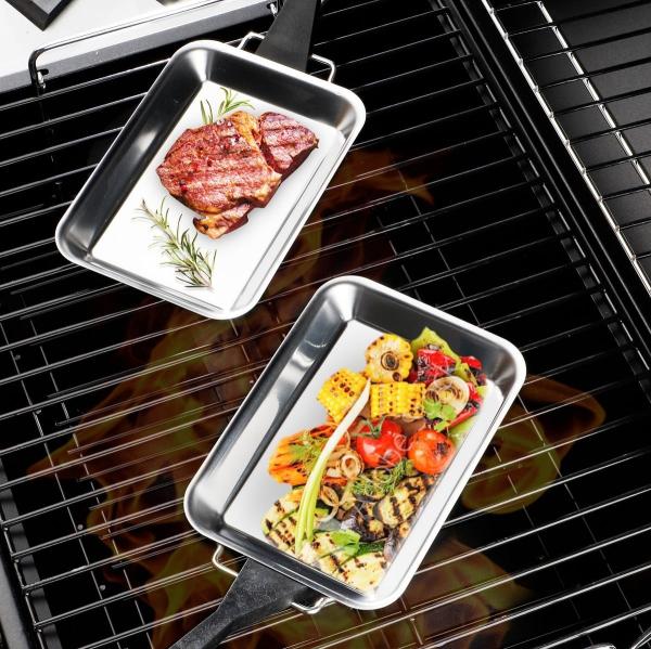 2er Set Edelstahl Grillpfanne Portionspfanne Grill