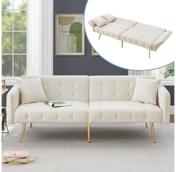 Merax Schlafsofa 2-in-1 Zweisitzer-Sofa Klappsofa mit Bettfunktion, platzsparend & multifunktional, 178x82x70cm 1 Teile, Sofabett mit verstellbarer Rückenlehne & Armlehnen und 6 Metallfüße