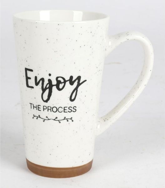 XXL Porzellan-Kaffeebecher 400 ml gesprenkelt – großer Becher mit verschiedenen Sprüchen, modernes Design, langlebiges Porzellan, ideal für Kaffee, Tee, Büro & Frühstückstisch