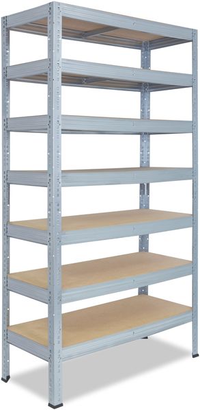 shelfplaza PRO 230x90x60 cm Schwerlastregal in grau-verzinkt mit 7 Böden und 142 kg Traglast pro Boden