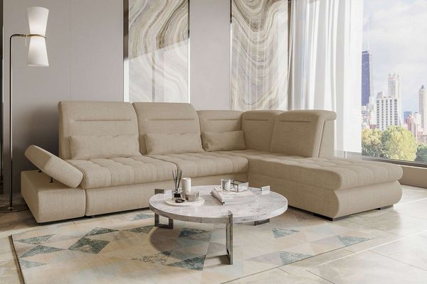 99rooms Ecksofa Toscana, Sofa L-Form, Eckcouch, Bettfunktion, Rundumbezug aus gepolstertem Velours VOGUE