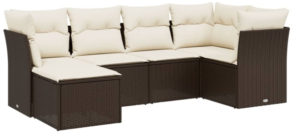 vidaXL 6-tlg. Garten-Sofagarnitur mit Kissen Braun Poly Rattan 3263179