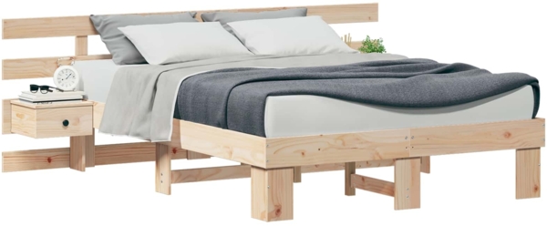 vidaXL Bettrahmen mit Kopfteil Braun 120 x 190 cm Massives Kiefernholz 3385700