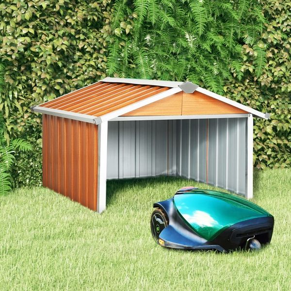 vidaXL Mähroboter Garage, Verzinkter Stahl, 92 x 97 x 63 cm, Braun