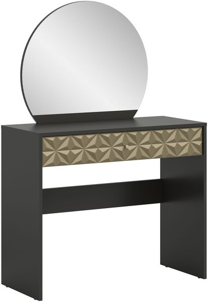 Schminktisch (B/H/T: 90x133x39 cm) in schwarz Melamin
