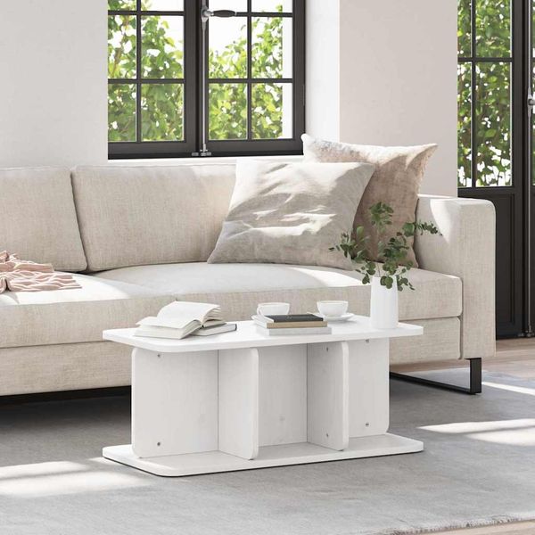 vidaXL Couchtisch Weiß 80 x 39,5 x 33,5 cm Massivholz Kiefer 873521