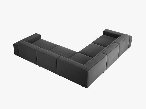 Micadoni Symmetrisches Ecksofa Jodie 6-Sitzer Samtstoff Grau Bild 4