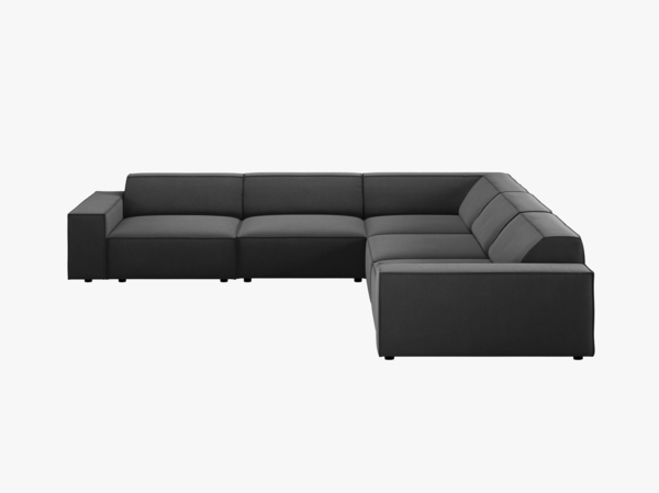 Micadoni Symmetrisches Ecksofa Jodie 6-Sitzer Samtstoff Grau