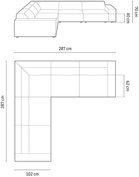 Micadoni Symmetrisches Ecksofa Jodie 6-Sitzer Samtstoff Grau Bild 6