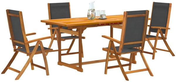 vidaXL 5-tlg. Garten-Essgruppe Massivholz Akazie und Textilene 3279268