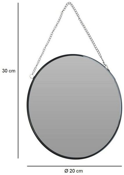 Meinposten Dekospiegel Kleiner Spiegel rund Wandspiegel Dekospiegel anthrazit Ø 20 cm (1-St), mit dekorativer Aufhängekette