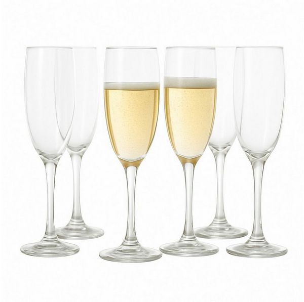 Koopman Sektglas Champagnergläser Sektgläser Gläserset Gläser Glas 6tlg, 6-tlg, Glas, Kristallglas, 190ml, Transparent, Klassisch, Feier