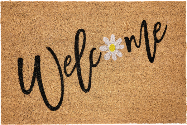 Fußmatte CALIBATO Naturfarben 60 x 90 cm Schriftzug Kokosfasern