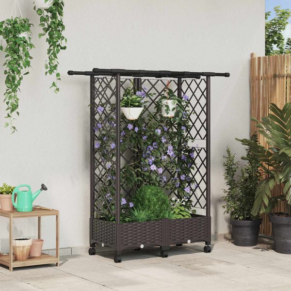 vidaXL Hochbeet mit Rankgitter und Dach Braun 124 x 40 x 127 cm PP 3423033